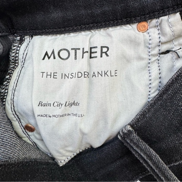 New MOTHER The Insider Ankle Jeans Bootcut Denim High Rise Paint Splatter Black - Picture 13 of 17